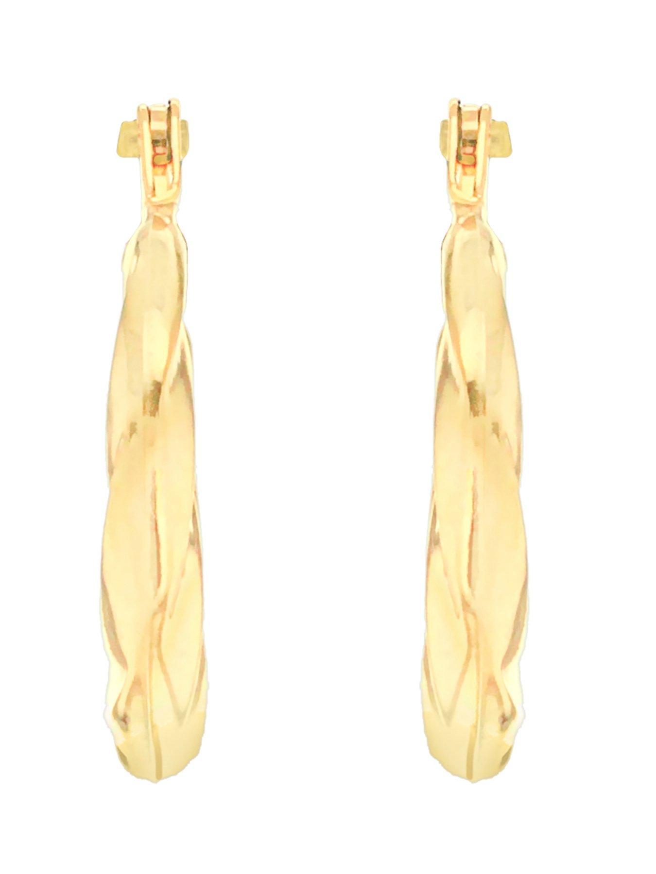 Image 4 of 4 of The Love Collection 9ct Yellow Gold 15.5mm x 15mm Twist Creole Earrings