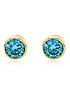  image of love-gold-9ct-yellow-gold-light-blue-cz-45mm-stud-earrings