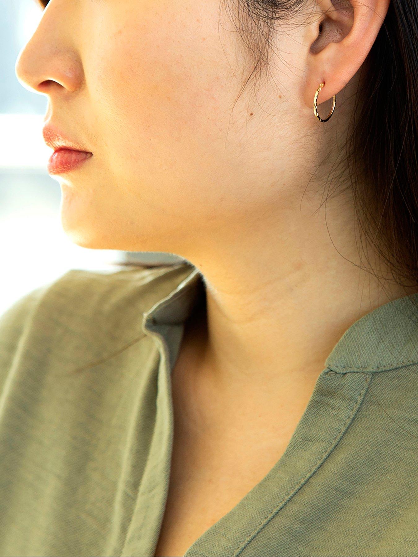  image of the-love-collection-9ct-yellow-gold-1mm-tube-15mm-diamond-cut-hoop-earrings