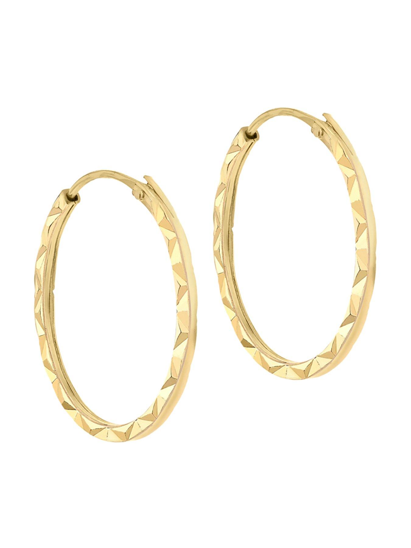  image of the-love-collection-9ct-yellow-gold-1mm-tube-15mm-diamond-cut-hoop-earrings
