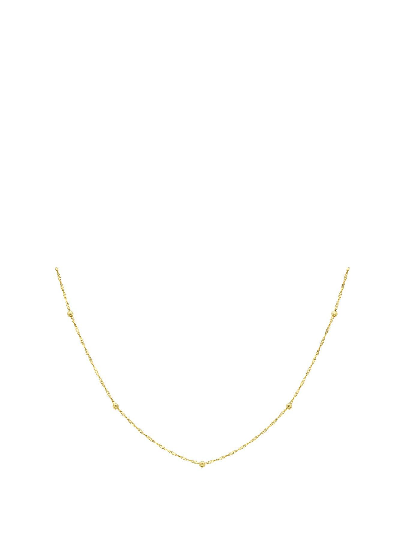 undefined 9ct Yellow Gold Diamond Cut Ball and Twist Curb Chain 46cm/18'