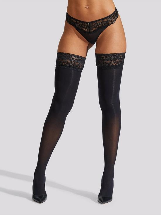 front image of ann-summers-hosiery-lace-welt-opaque-hold-ups