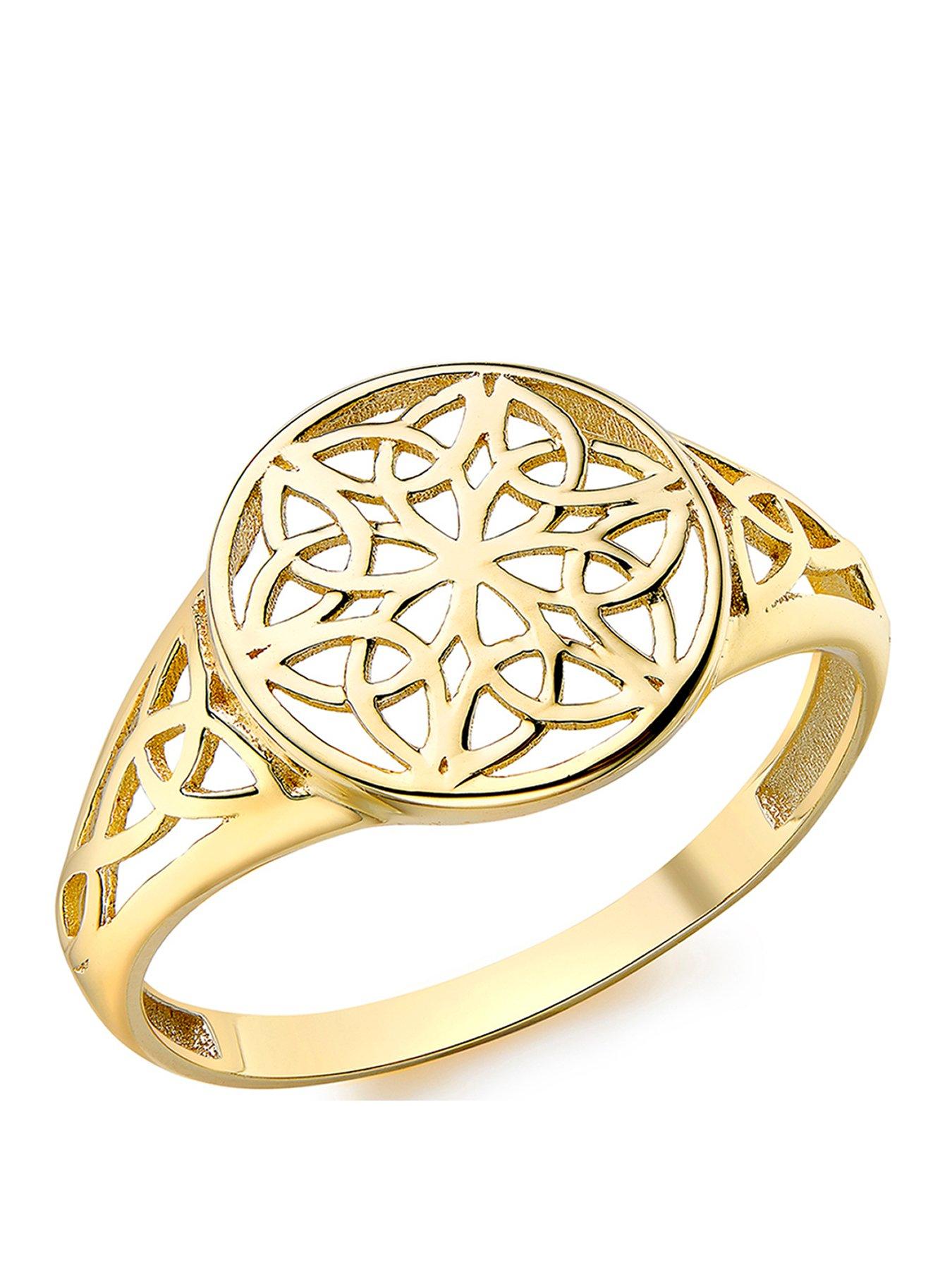 Image 1 of 4 of The Love Collection 9ct Yellow Gold 12mm Round Filigree Ring