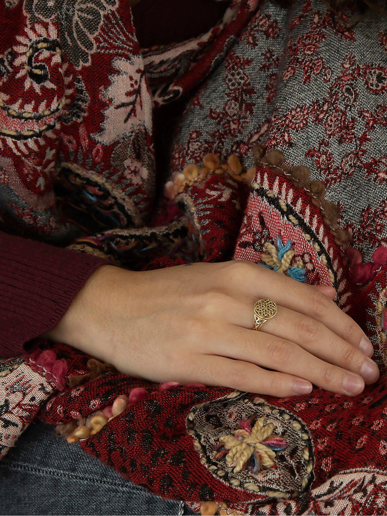 Image 3 of 4 of The Love Collection 9ct Yellow Gold 12mm Round Filigree Ring