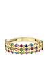 image of love-gold-9ct-yellow-gold-33-x-1mm-multi-colour-round-cz-5mm-rhombus-pattern-ring