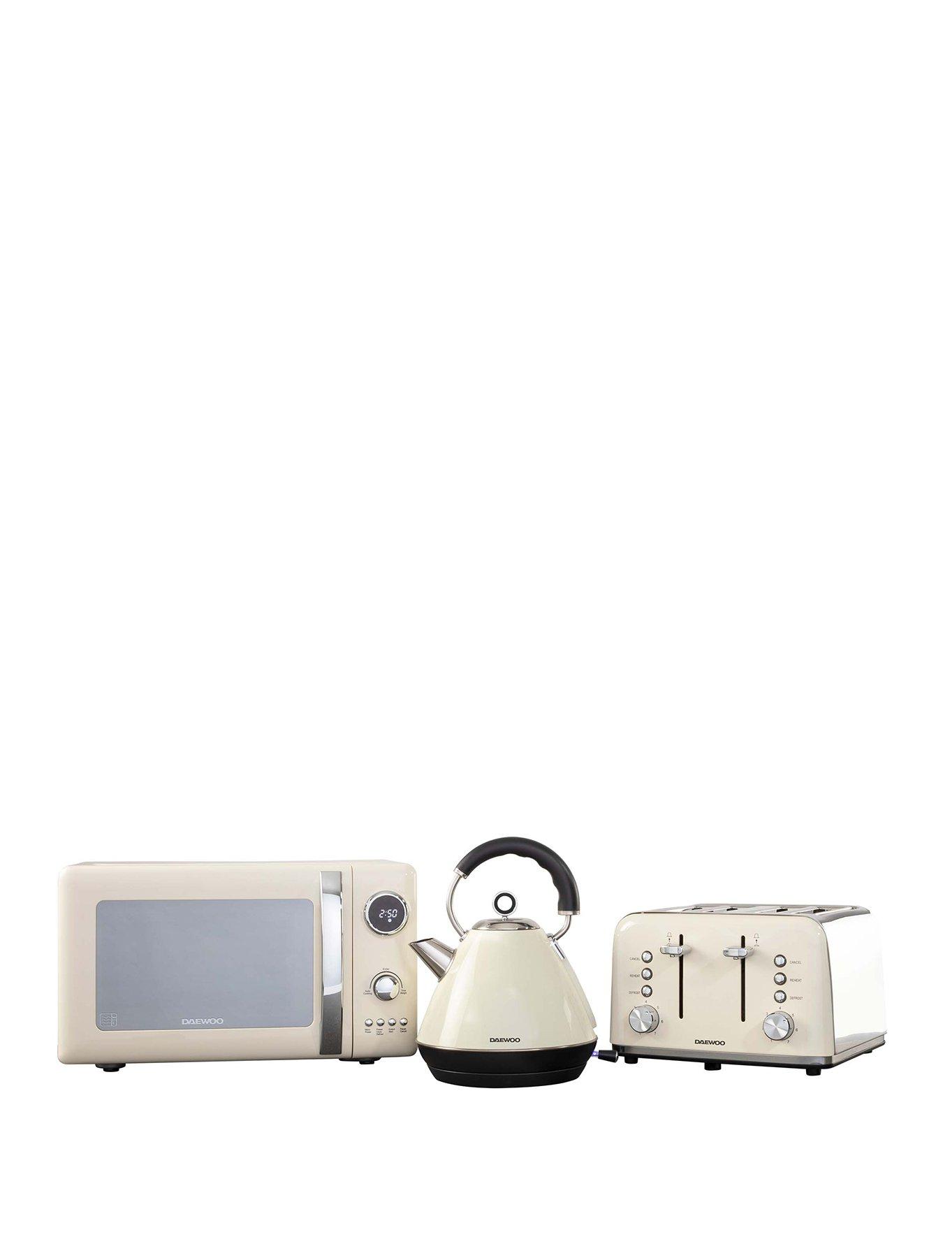 Daewoo Kensington Bundle Cream (Kettle, 4 slice toaster, microwave