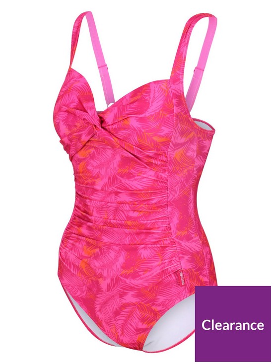 front image of regatta-sakari-swimsuit-pink
