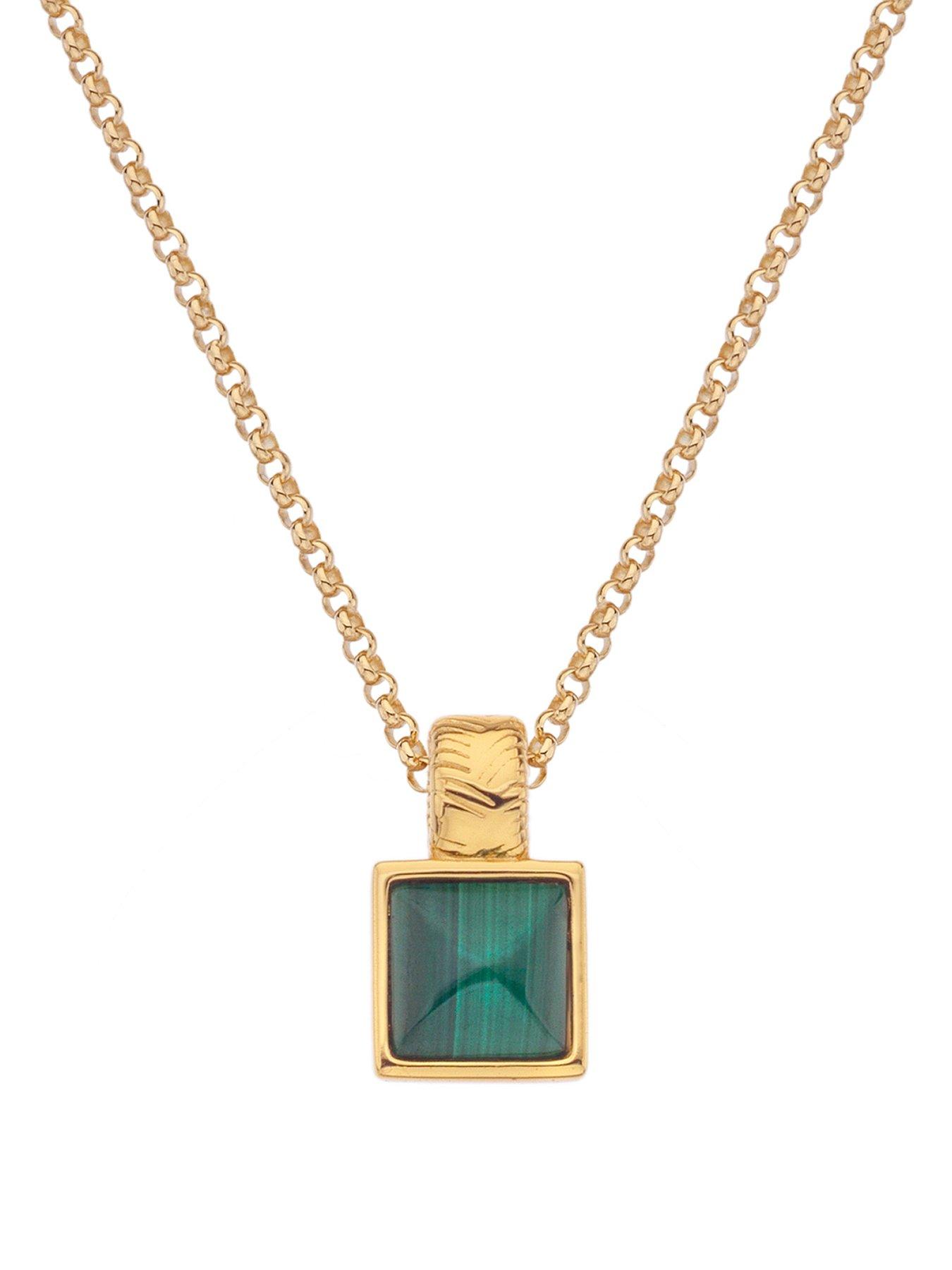 Image 1 of 4 of Hot Diamonds X Jac Jossa Revive Malachite Square Pendant
