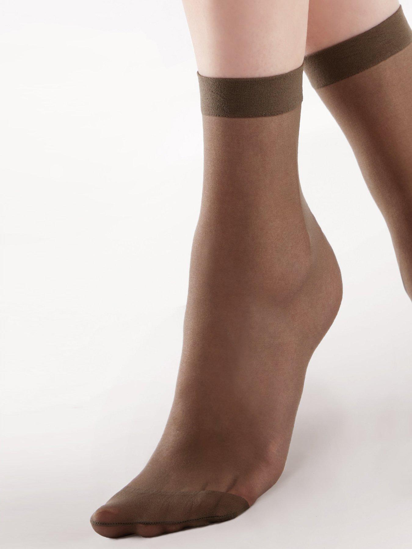 undefined 3 Pack 15 Denier Top Ankle High Socks - Barely Black