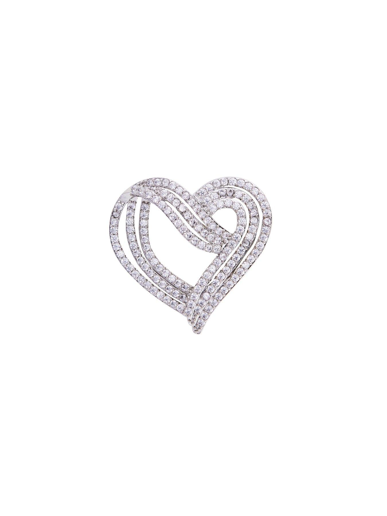  image of jon-richard-gift-boxed-rhodium-plate-cubic-zirconia-heart-brooch