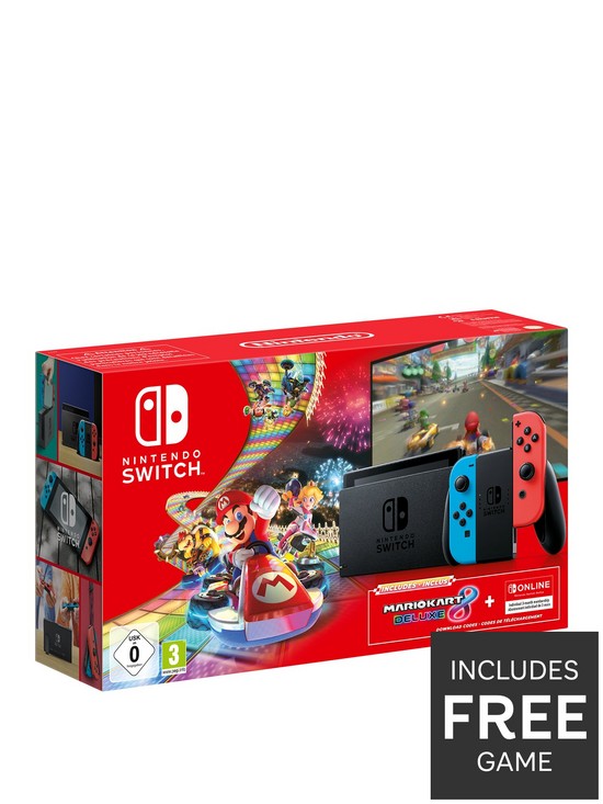 front image of nintendo-switch-neon-console-with-free-mario-kart-8-nbspdownload-3-month-nintendo-switch-online-subscription
