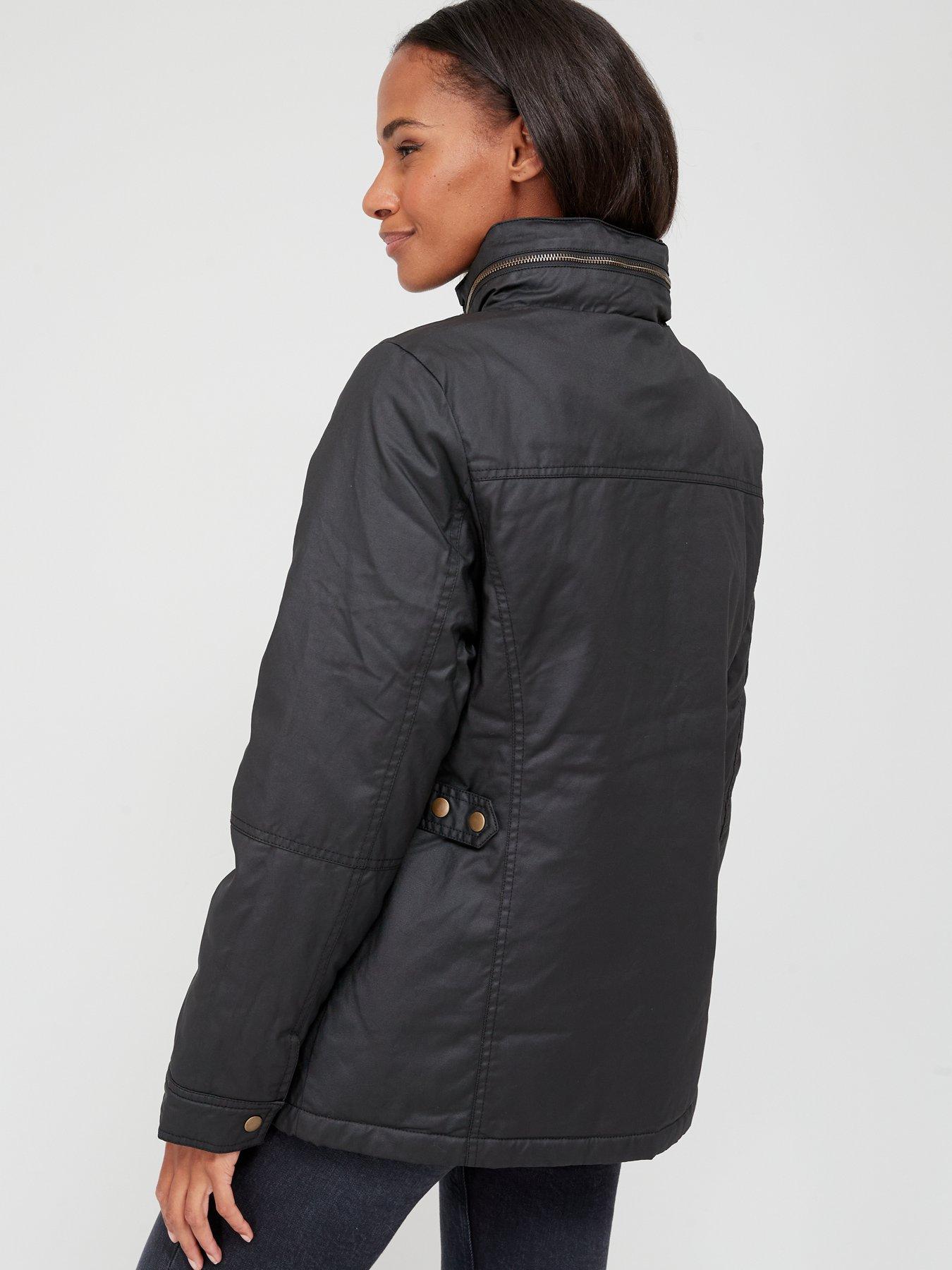  image of v-by-very-waxed-look-zip-jacket-black