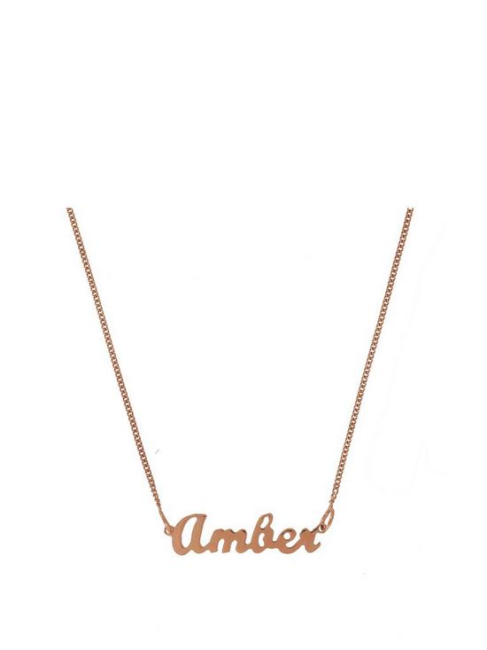 front image of the-love-silver-collection-18ct-rose-gold-plated-sterling-silver-adjustable-childrens-name-necklace