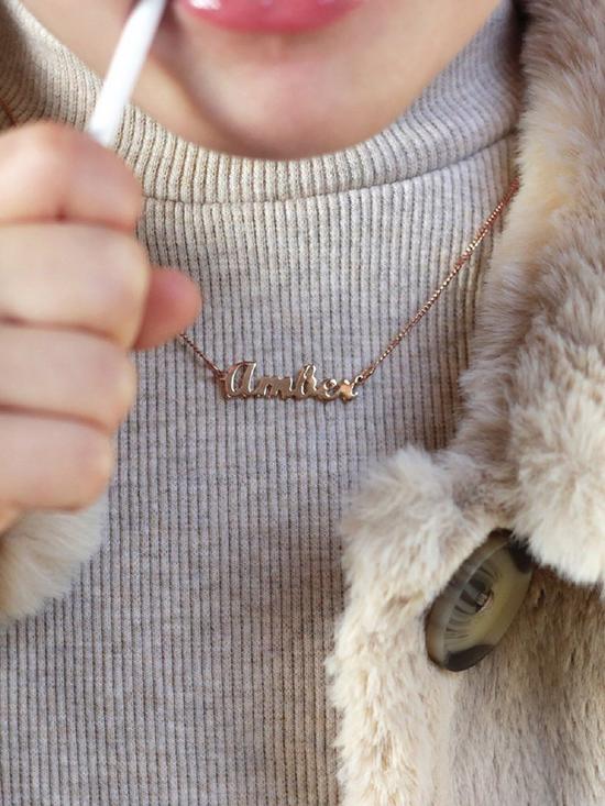 stillFront image of the-love-silver-collection-18ct-rose-gold-plated-sterling-silver-adjustable-childrens-name-necklace