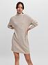  image of vero-moda-high-neck-knitted-dress-oatmeal