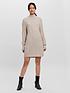  image of vero-moda-high-neck-knitted-dress-oatmeal