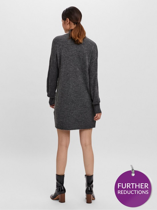 stillFront image of vero-moda-high-neck-knitted-dress-grey