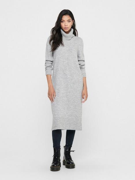 only-roll-neck-knitted-midi-dress-light-grey