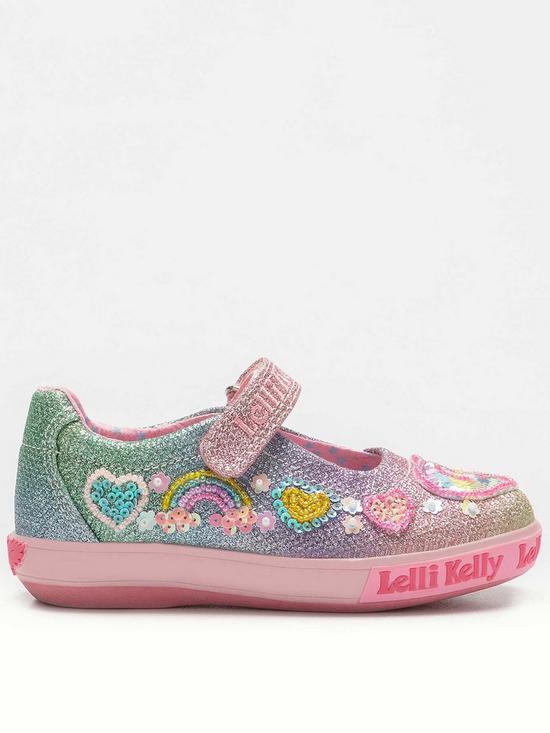 front image of lelli-kelly-unicorn-rainbow-dolly-canvas-shoes