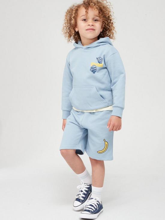 front image of minions-boys-minions-2-piece-running-hoodie-amp-short-set-blue