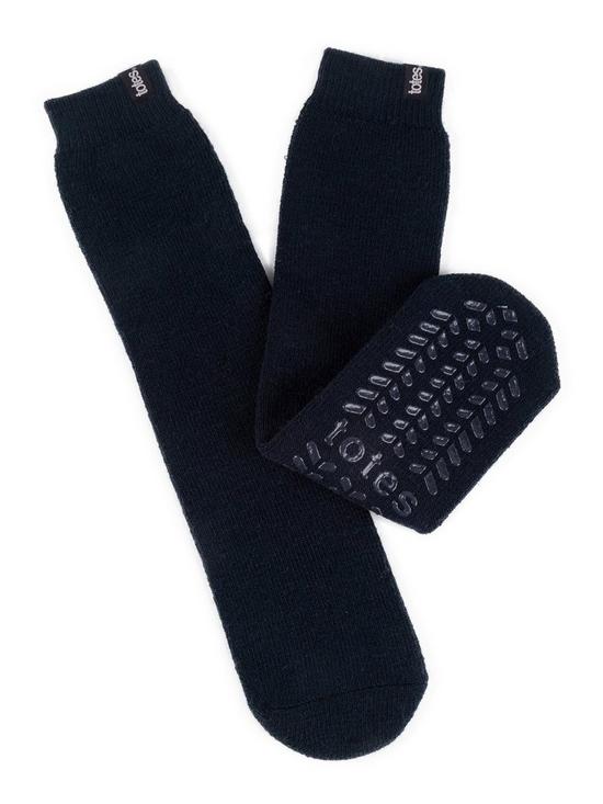 front image of totes-thermal-recycled-original-slipper-sox-navy