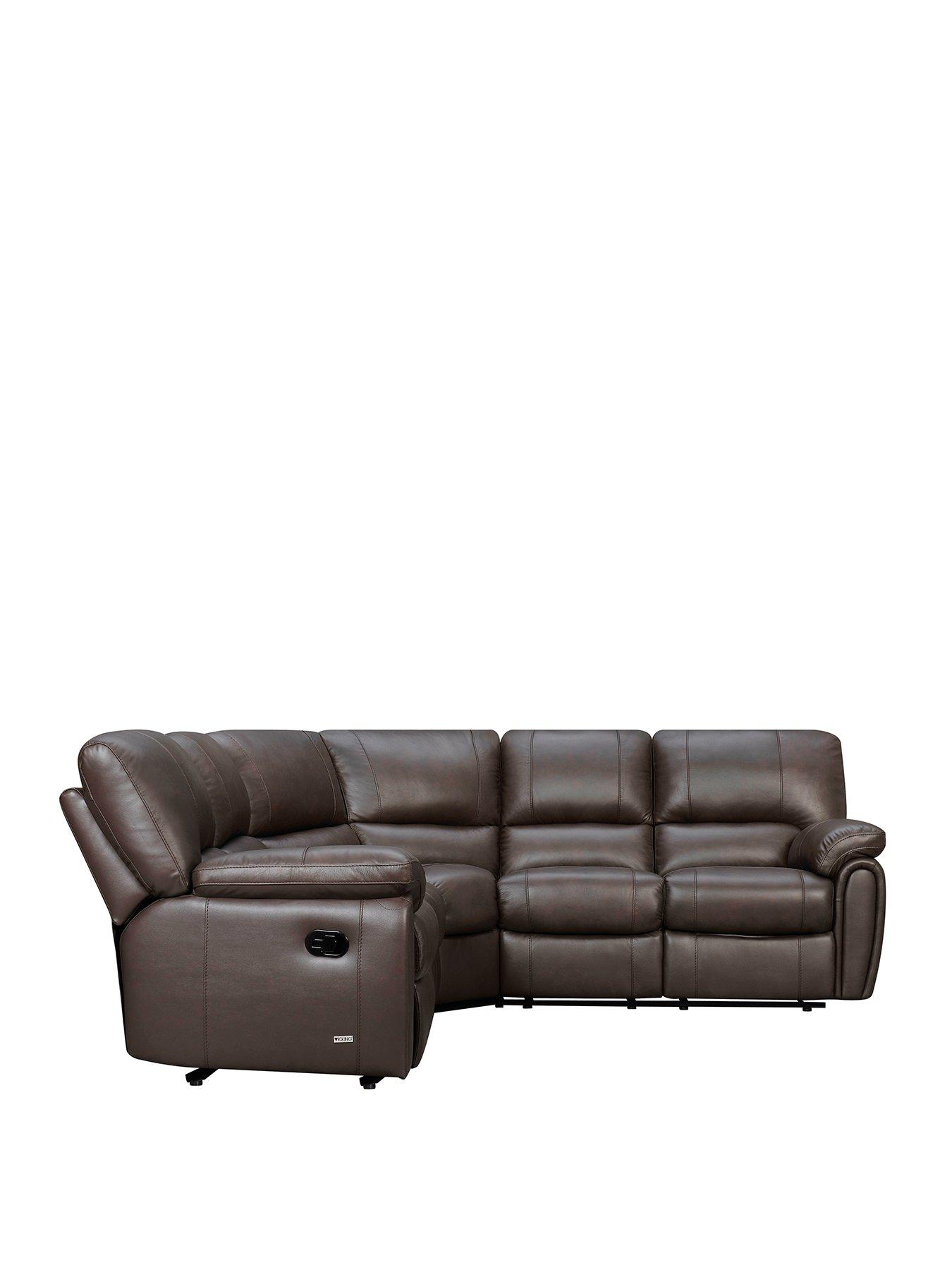 Image 3 of 6 of Very Home Leighton&nbsp;Leather/Faux Leather High Back&nbsp;Recliner Corner Group - Brown