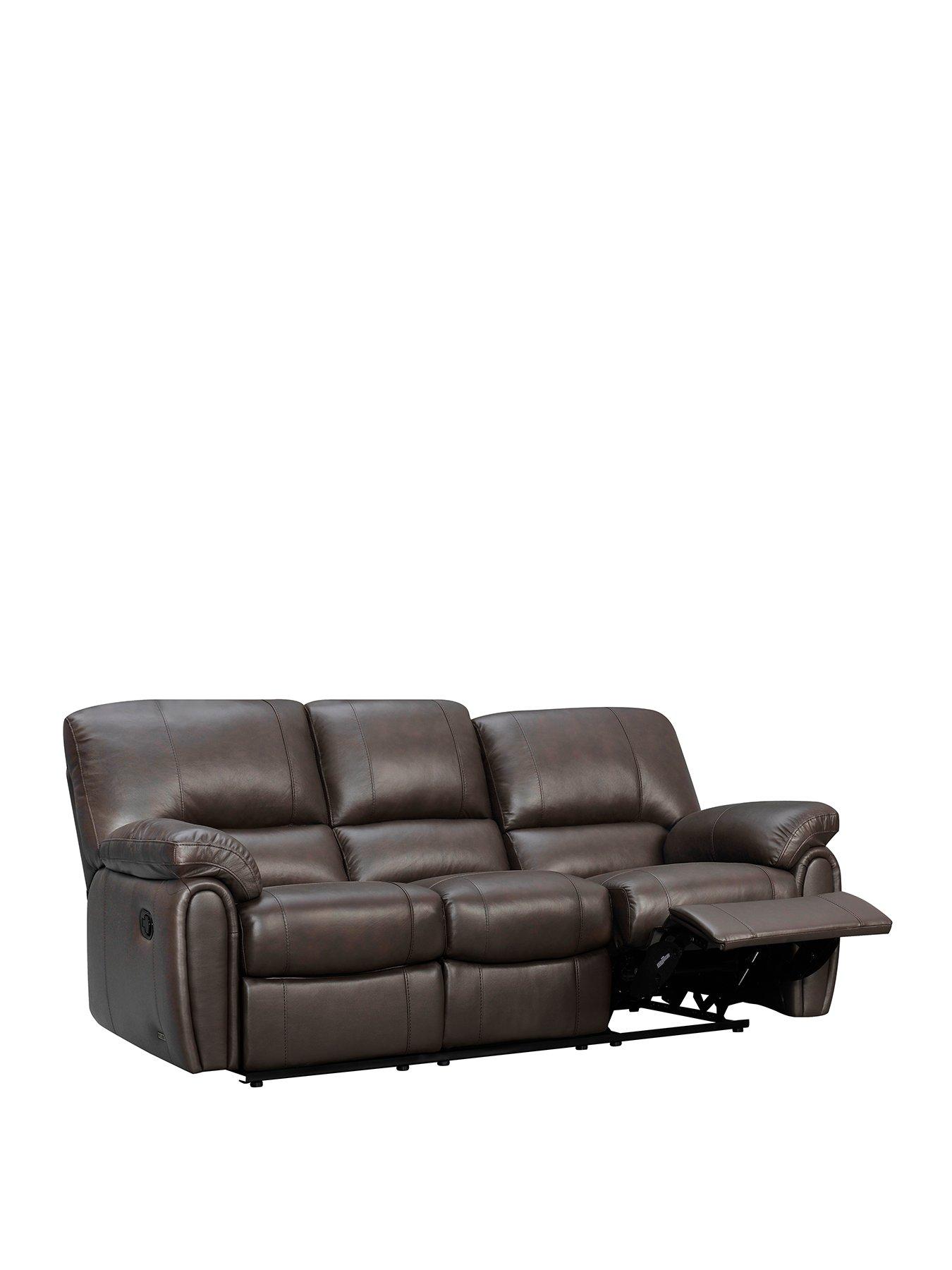 Image 3 of 6 of The Very Collection Leighton&nbsp;Leather/Faux Leather High Back&nbsp;3 Seater&nbsp;Recliner Sofa - Brown&nbsp;- FSC&reg; Certified
