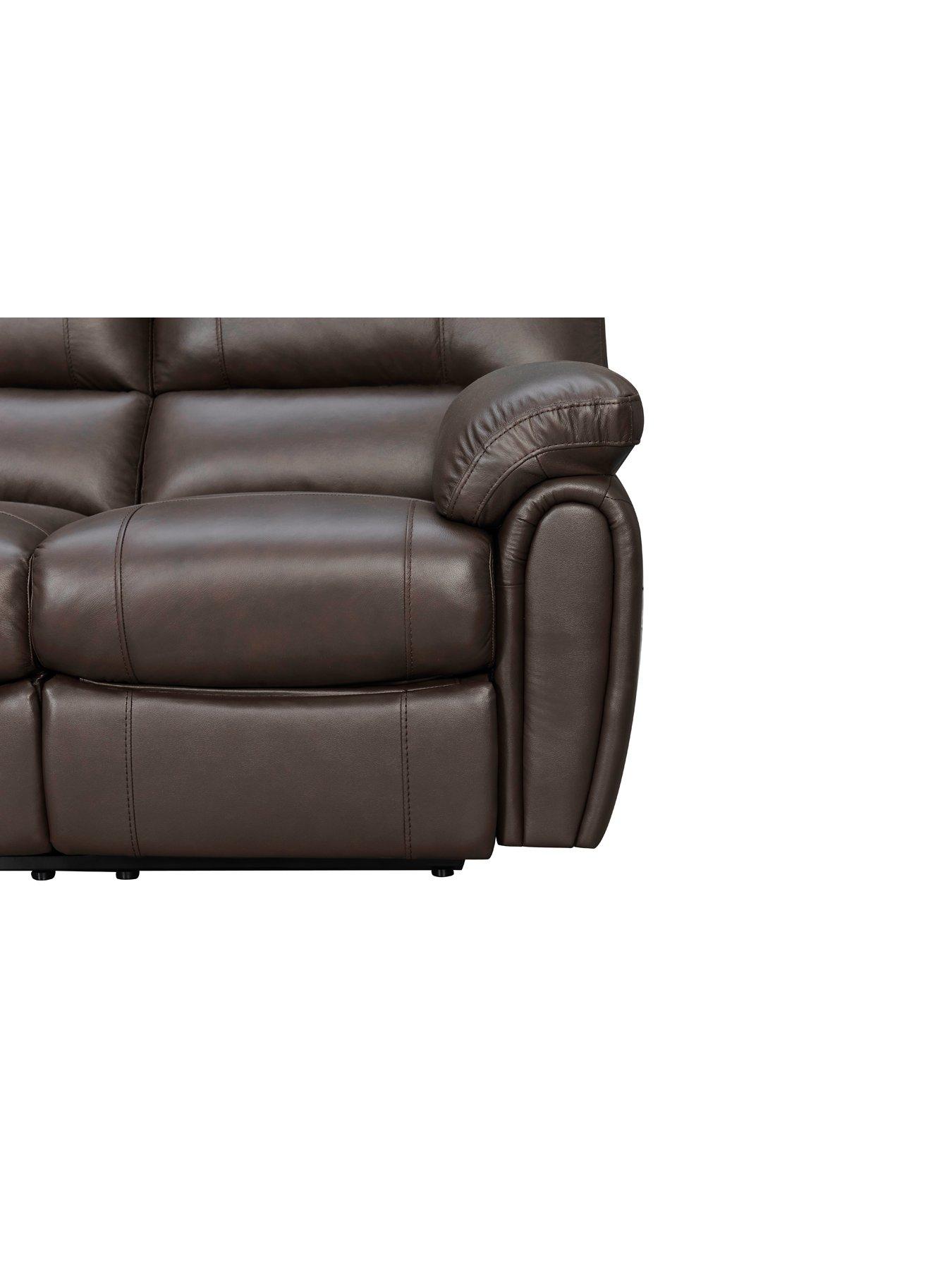 Image 4 of 6 of The Very Collection Leighton&nbsp;Leather/Faux Leather High Back&nbsp;3 Seater&nbsp;Recliner Sofa - Brown&nbsp;- FSC&reg; Certified