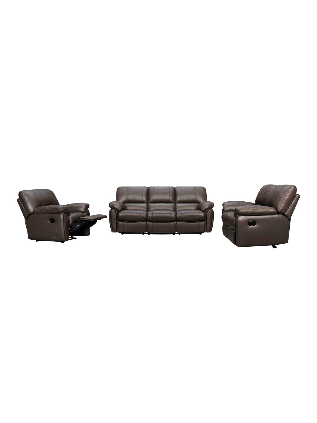 Image 2 of 6 of Leighton Real&nbsp;Leather/Faux Leather High Back Recliner Armchair - Brown&nbsp;- FSC&reg; Certified
