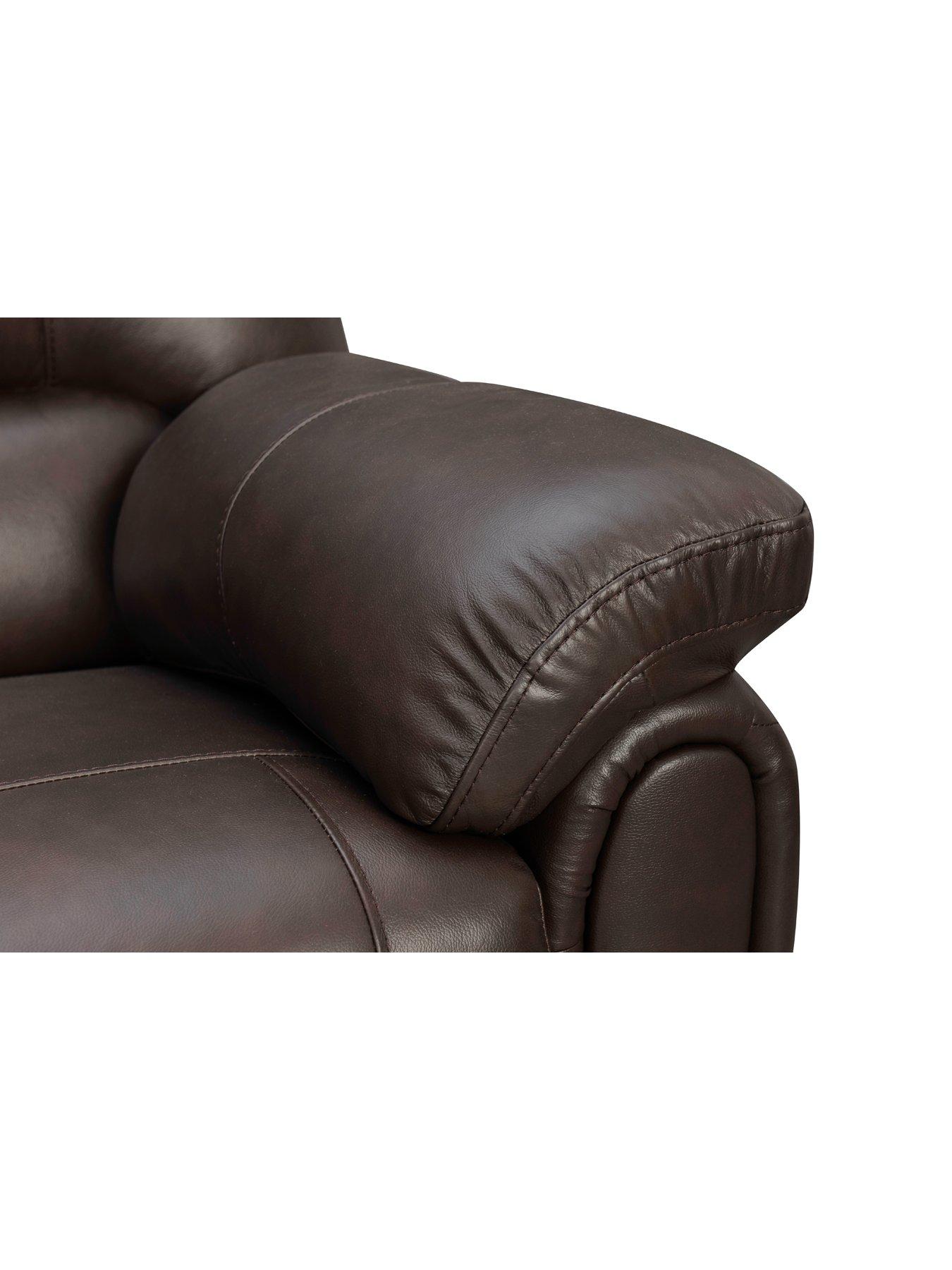 Image 4 of 6 of Leighton Real&nbsp;Leather/Faux Leather High Back Recliner Armchair - Brown&nbsp;- FSC&reg; Certified