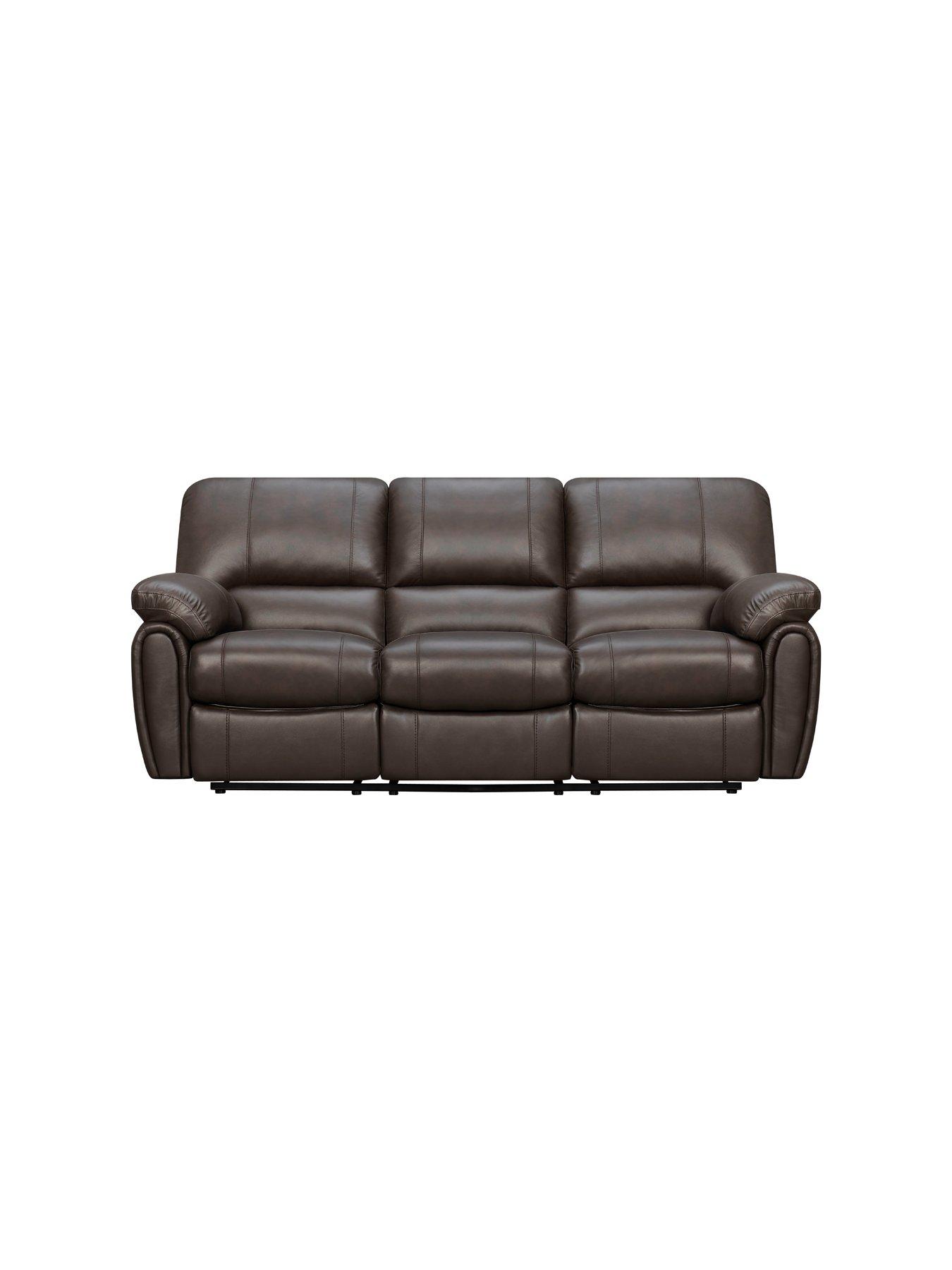 Image 1 of 6 of Very Home Leighton&nbsp;Leather/Faux Leather 3 Seater High Back Recliner Sofa - Brown&nbsp;- FSC&reg; Certified