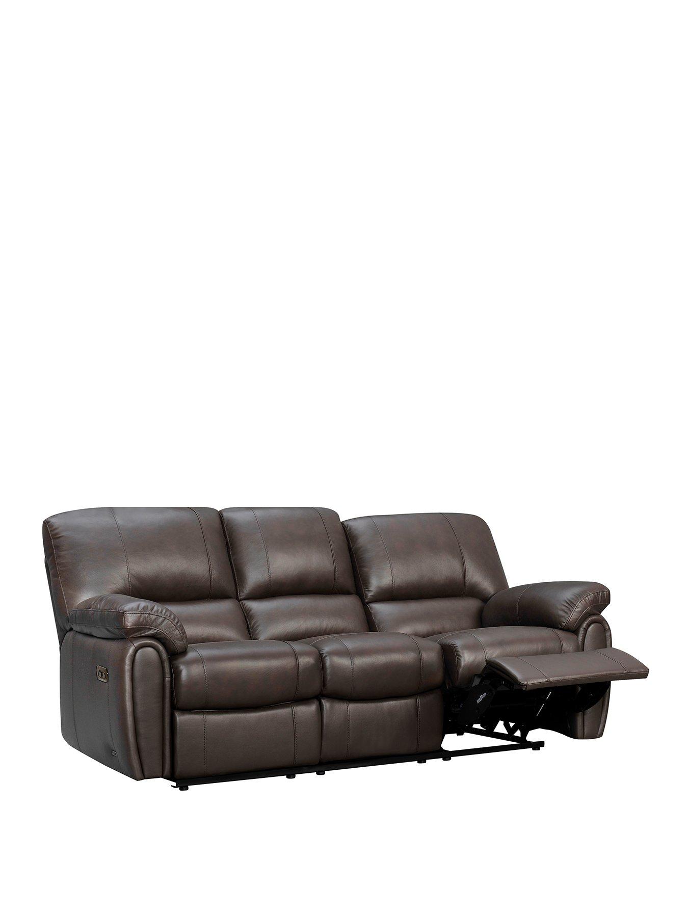 Image 3 of 6 of Very Home Leighton&nbsp;Leather/Faux Leather 3 Seater High Back Recliner Sofa - Brown&nbsp;- FSC&reg; Certified