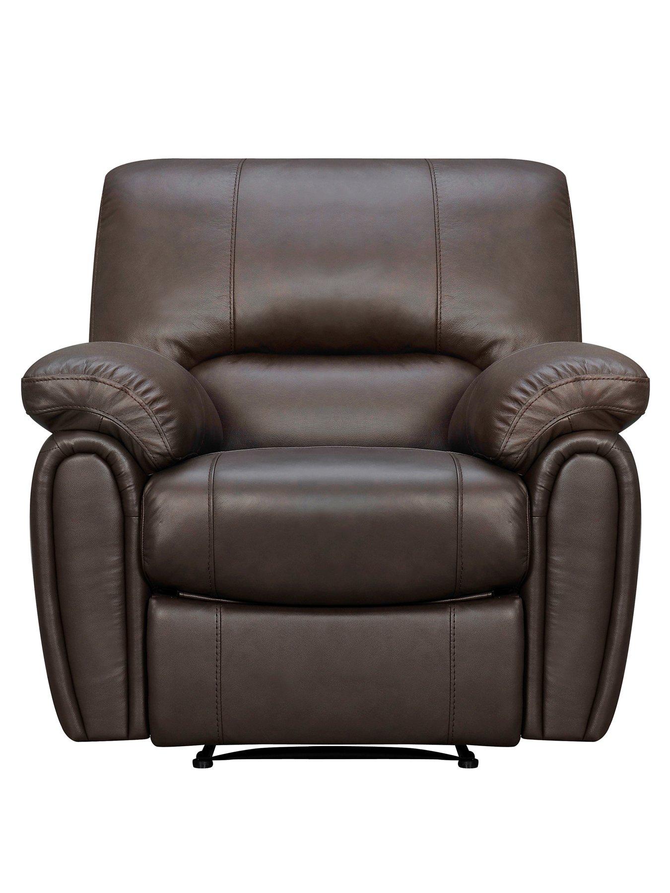 Image 1 of 5 of Very Home Leighton&nbsp;Leather/Faux Leather Power High Back Recliner Armchair&nbsp;- Brown&nbsp;- FSC&reg; Certified