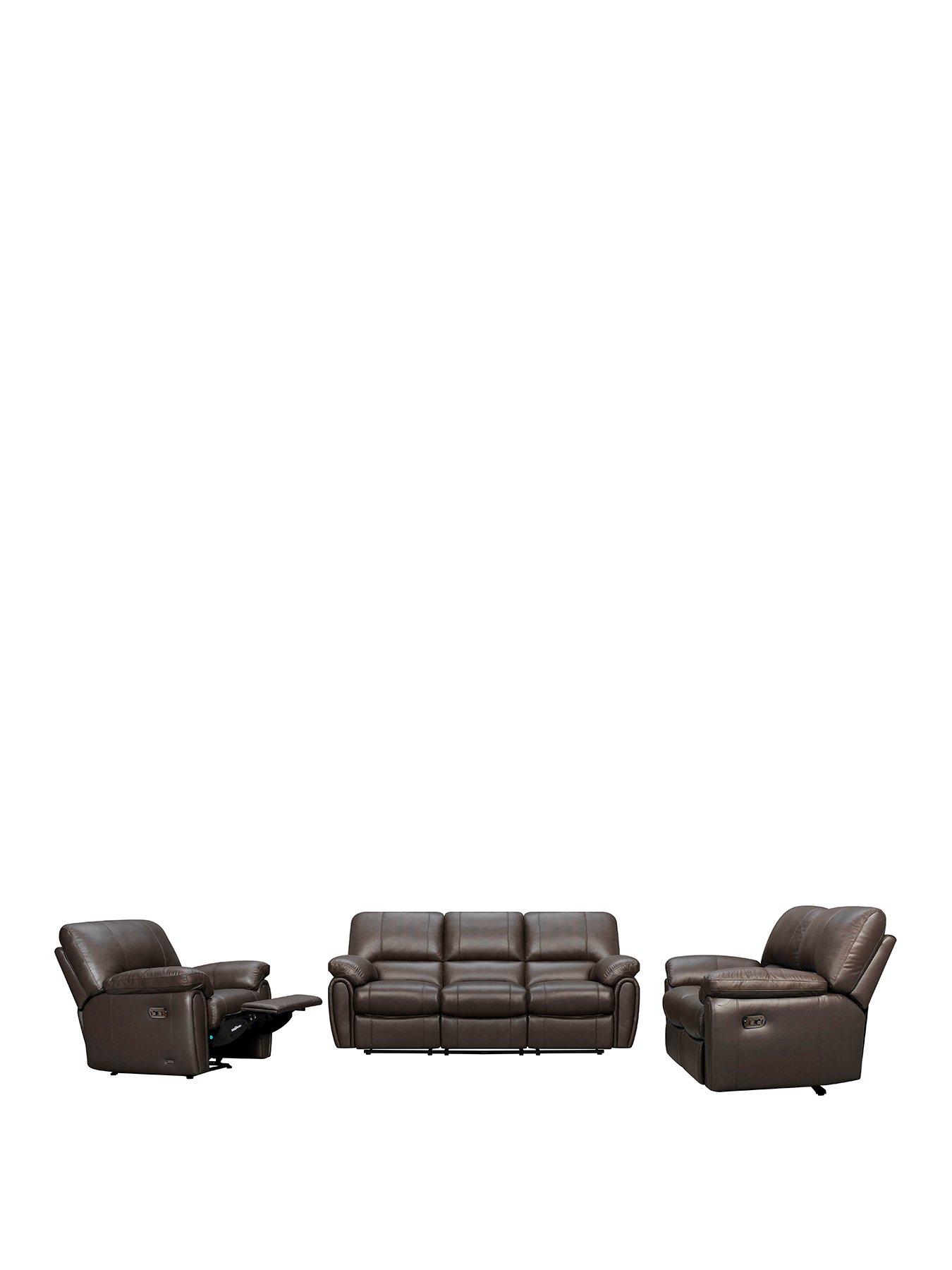 Image 2 of 5 of Very Home Leighton&nbsp;Leather/Faux Leather Power High Back Recliner Armchair&nbsp;- Brown&nbsp;- FSC&reg; Certified