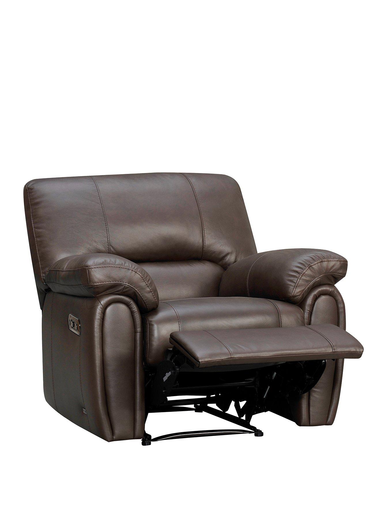 Image 3 of 5 of Very Home Leighton&nbsp;Leather/Faux Leather Power High Back Recliner Armchair&nbsp;- Brown&nbsp;- FSC&reg; Certified