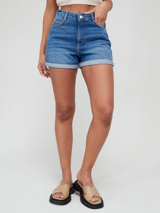 front image of v-by-very-mom-denim-short-mid-wash