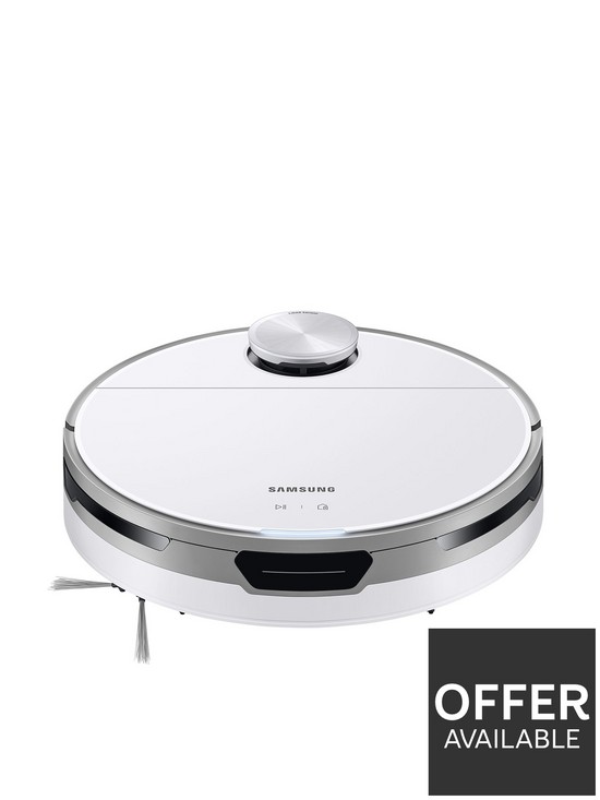 front image of samsung-jet-bottrade-vr30t80313weu-robot-vacuum-cleaner-max-60w-suction-power-with-lidar-sensor-white