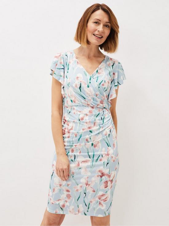 front image of phase-eight-jessie-watercolour-floral-slinky-jersey-dress