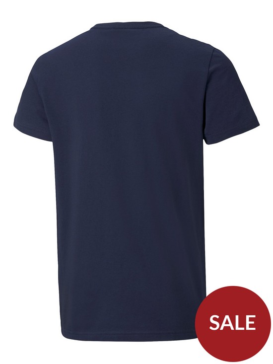 back image of puma-boys-essentials-logo-t-shirt-navy