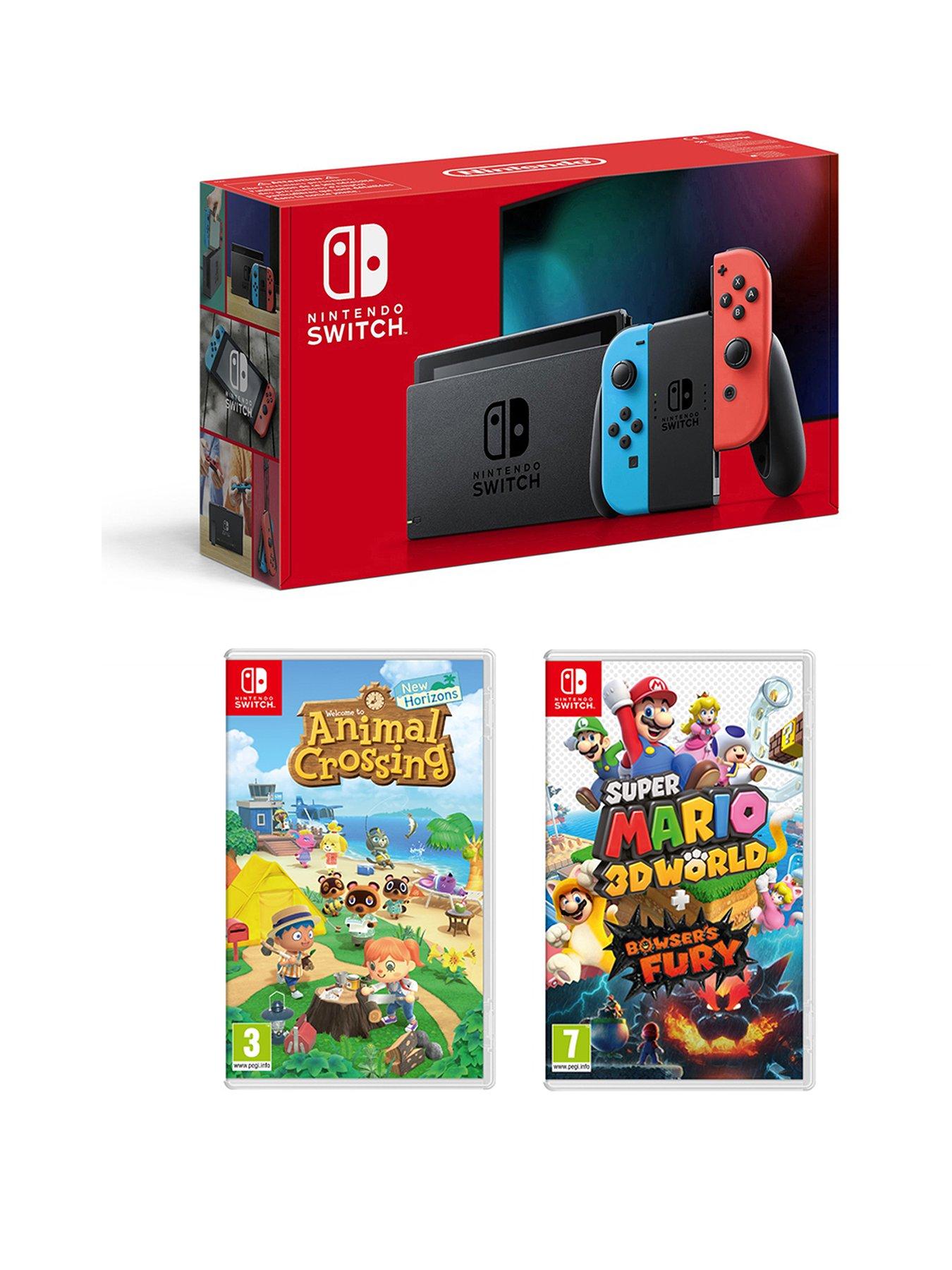 Image 1 of 5 of Nintendo Switch Neon Console with Super Mario 3D World &amp; Bowser&rsquo;s Fury &amp; Animal Crossing