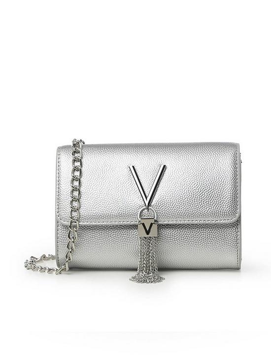 front image of valentino-bags-divina-crossbody-bag-silver