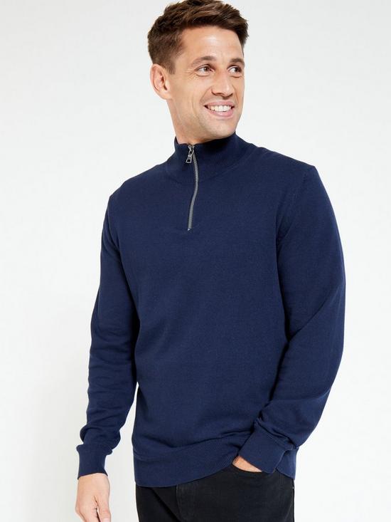 front image of everyday-cotton-rich-14-zip-navy