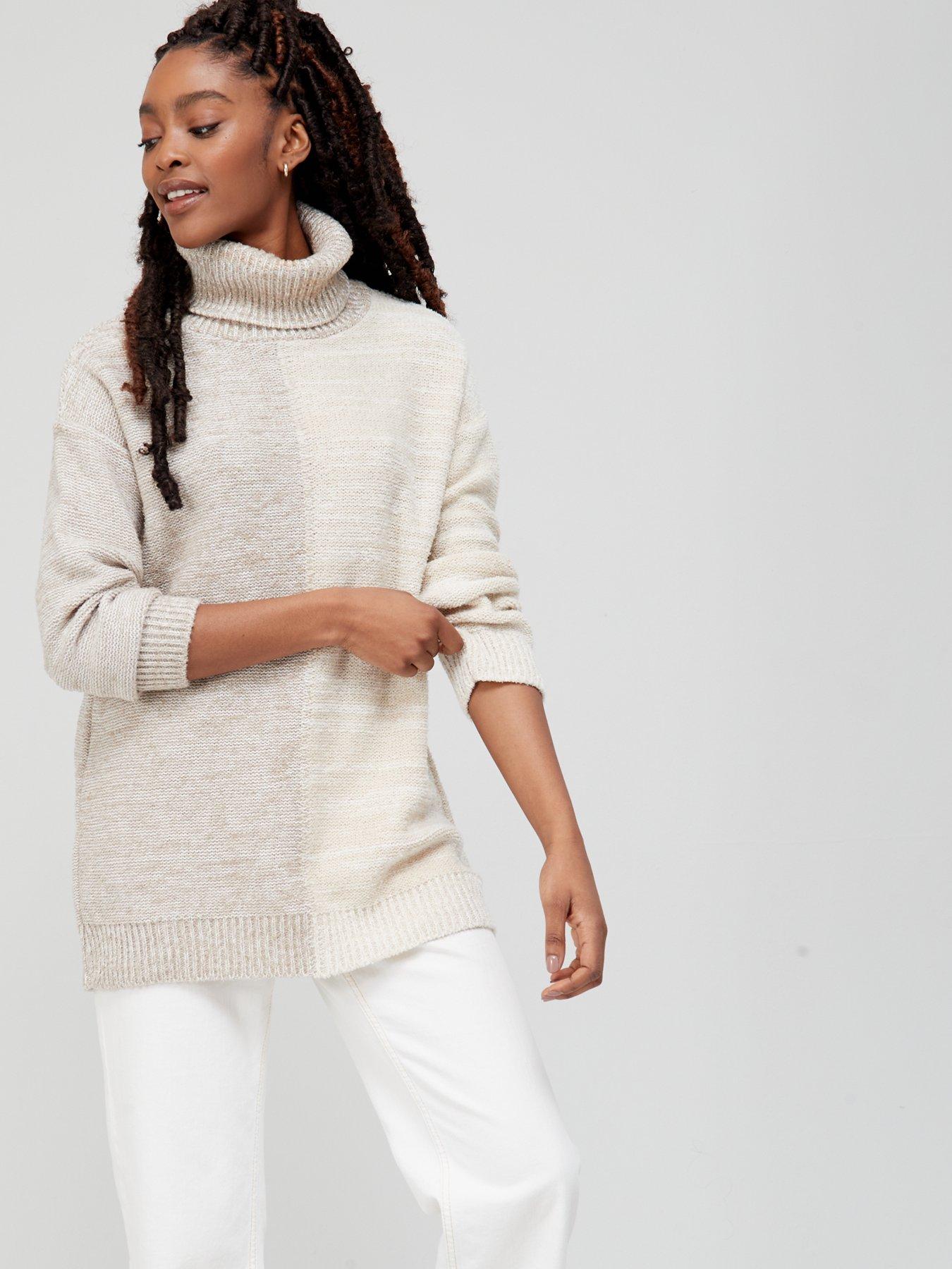 Oatmeal roll outlet neck jumper