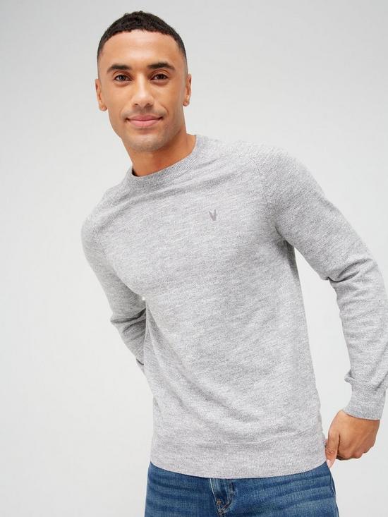 front image of very-man-tri-marl-crew-neck-jumper-frost-light-grey