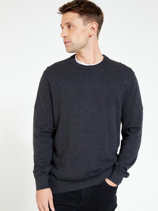front image of everyday-cotton-rich-crew-neck-jumper-charcoal