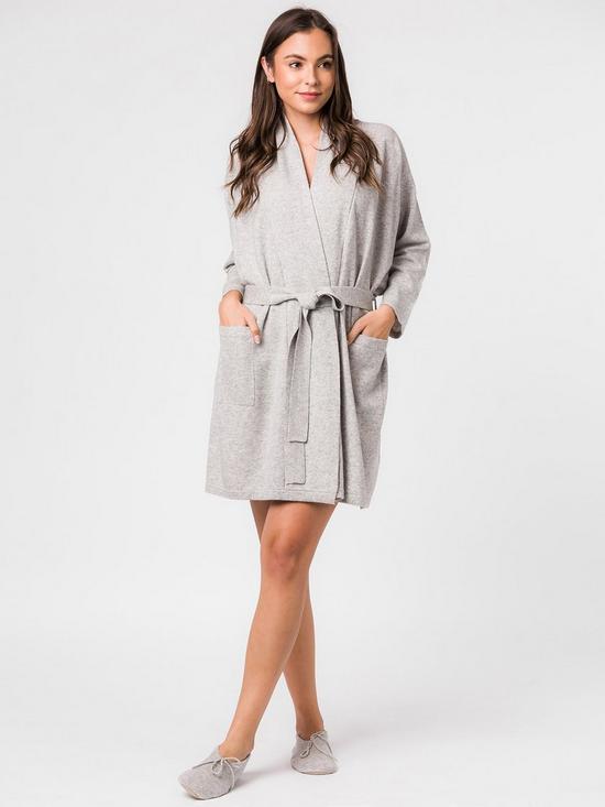 front image of pure-luxuries-london-hallbeck-10-cashmere-90-merino-wool-dressing-gown-grey