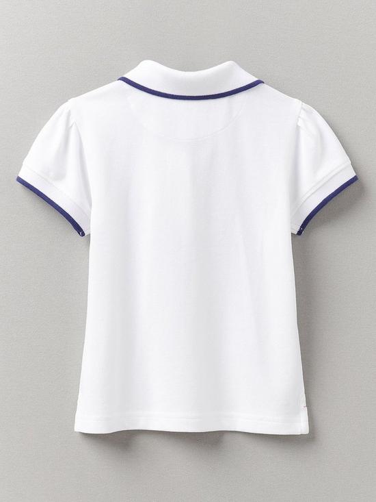 back image of crew-clothing-girls-classic-polo-shirt-with-puff-sleeves-white