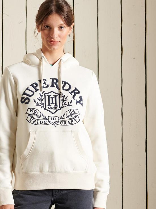 front image of superdry-pride-in-craftnbsphoody-white