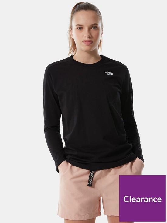 front image of the-north-face-long-sleeve-simple-dome-tee-black