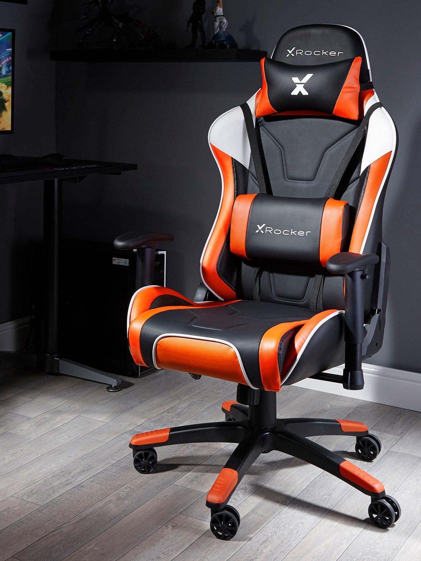 Orange gaming chair with speakers new arrivals